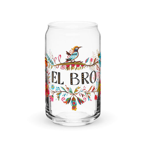 El Bro Exclusive Art Piece Can-Shaped Glass Home Office Work Mexican Spanish Pride Gift Cup One-Of-A-Kind Calligraphy Glass | E13 Mexicada 16 oz