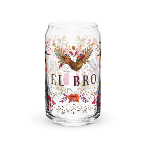 El Bro Exclusive Art Piece Can-Shaped Glass Home Office Work Mexican Spanish Pride Gift Cup One-Of-A-Kind Calligraphy Glass | E15 Mexicada 16 oz