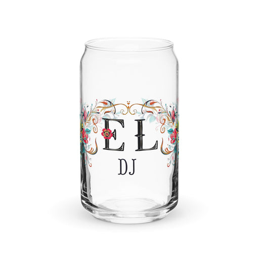 El Dj Exclusive Art Piece Can-Shaped Glass Home Office Work Mexican Spanish Pride Gift Cup One-Of-A-Kind Calligraphy Glass | E13 Mexicada 16 oz