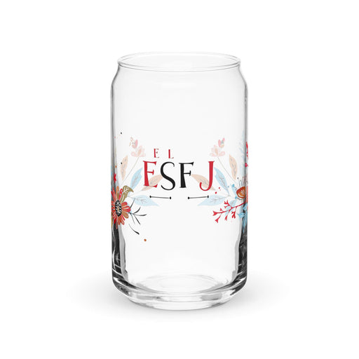 El Esfj Exclusive Art Piece Can-Shaped Glass Home Office Work Mexican Spanish Pride Gift Cup One-Of-A-Kind Calligraphy Glass | E1 Mexicada 16 oz