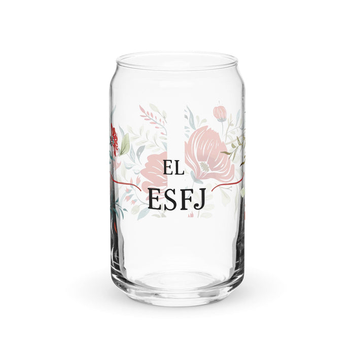 El Esfj Exclusive Art Piece Can-Shaped Glass Home Office Work Mexican Spanish Pride Gift Cup One-Of-A-Kind Calligraphy Glass | E2 Mexicada 16 oz