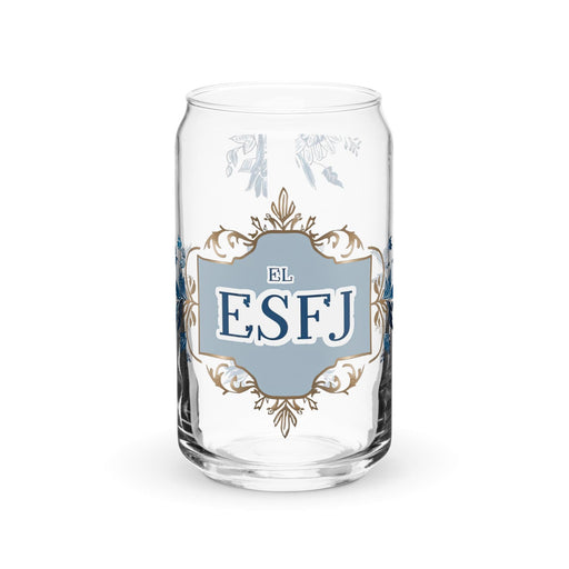 El Esfj Exclusive Art Piece Can-Shaped Glass Home Office Work Mexican Spanish Pride Gift Cup One-Of-A-Kind Calligraphy Glass | E3 Mexicada 16 oz