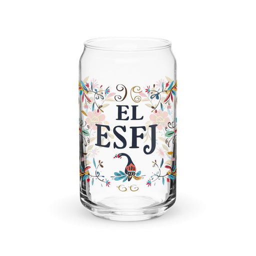 El Esfj Exclusive Art Piece Can-Shaped Glass Home Office Work Mexican Spanish Pride Gift Cup One-Of-A-Kind Calligraphy Glass | E5 Mexicada 16 oz