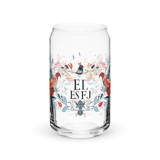 El Esfj Exclusive Art Piece Can-Shaped Glass Home Office Work Mexican Spanish Pride Gift Cup One-Of-A-Kind Calligraphy Glass | E6 Mexicada 16 oz