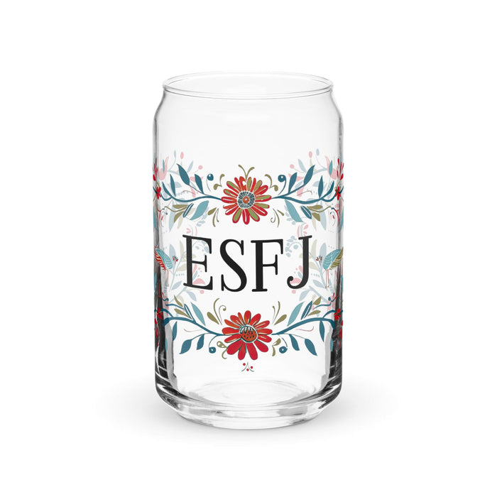 El Esfj Exclusive Art Piece Can-Shaped Glass Home Office Work Mexican Spanish Pride Gift Cup One-Of-A-Kind Calligraphy Glass | E7 Mexicada 16 oz