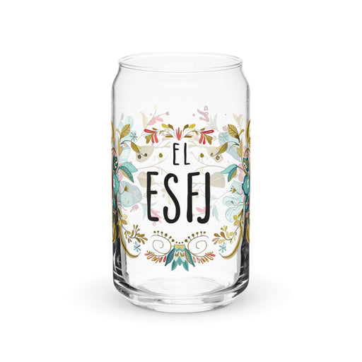 El Esfj Exclusive Art Piece Can-Shaped Glass Home Office Work Mexican Spanish Pride Gift Cup One-Of-A-Kind Calligraphy Glass | E9 Mexicada 16 oz