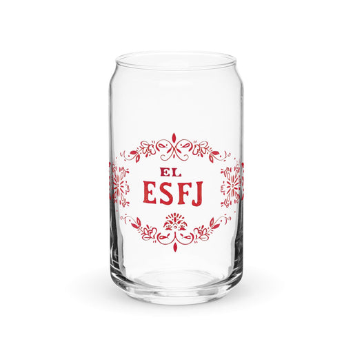 El Esfj Exclusive Art Piece Can-Shaped Glass Home Office Work Mexican Spanish Pride Gift Cup One-Of-A-Kind Calligraphy Glass | E10 Mexicada 16 oz