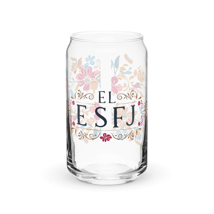 El Esfj Exclusive Art Piece Can-Shaped Glass Home Office Work Mexican Spanish Pride Gift Cup One-Of-A-Kind Calligraphy Glass | E12 Mexicada 16 oz