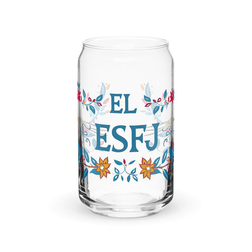 El Esfj Exclusive Art Piece Can-Shaped Glass Home Office Work Mexican Spanish Pride Gift Cup One-Of-A-Kind Calligraphy Glass | E13 Mexicada 16 oz