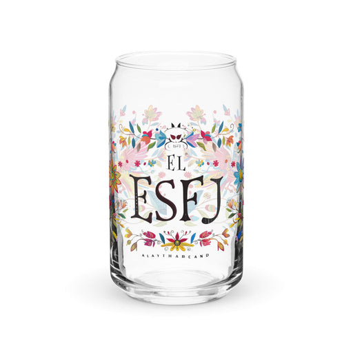 El Esfj Exclusive Art Piece Can-Shaped Glass Home Office Work Mexican Spanish Pride Gift Cup One-Of-A-Kind Calligraphy Glass | E15 Mexicada 16 oz