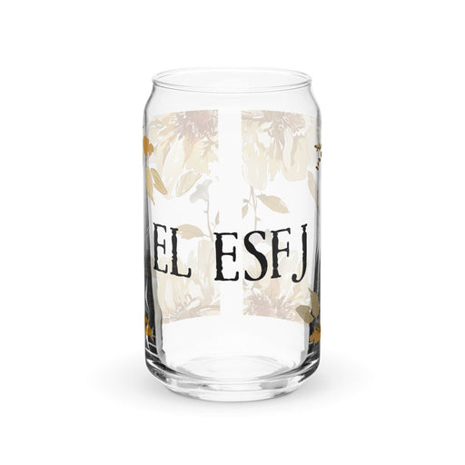 El Esfj Exclusive Art Piece Can-Shaped Glass Home Office Work Mexican Spanish Pride Gift Cup One-Of-A-Kind Calligraphy Glass | E16 Mexicada 16 oz