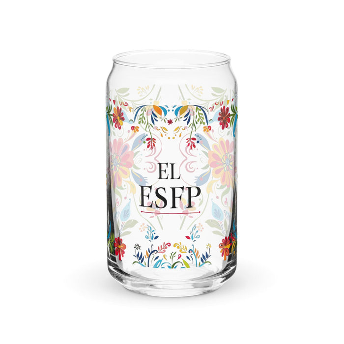 El Esfp Exclusive Art Piece Can-Shaped Glass Home Office Work Mexican Spanish Pride Gift Cup One-Of-A-Kind Calligraphy Glass | E3 Mexicada 16 oz