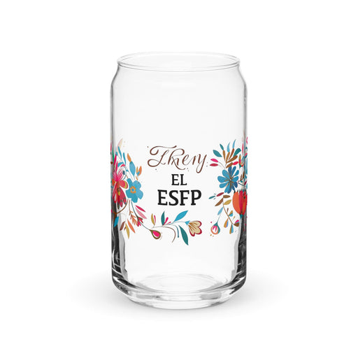 El Esfp Exclusive Art Piece Can-Shaped Glass Home Office Work Mexican Spanish Pride Gift Cup One-Of-A-Kind Calligraphy Glass | E4 Mexicada 16 oz