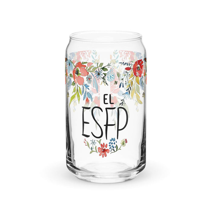 El Esfp Exclusive Art Piece Can-Shaped Glass Home Office Work Mexican Spanish Pride Gift Cup One-Of-A-Kind Calligraphy Glass | E6 Mexicada 16 oz