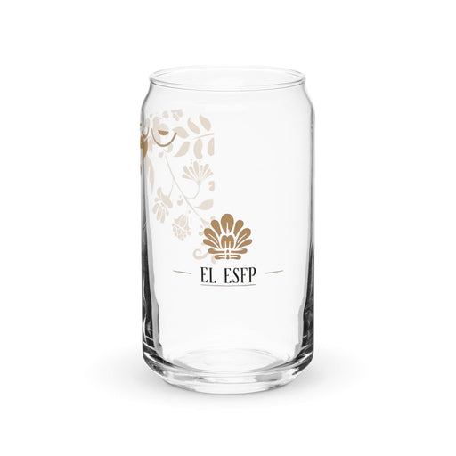 El Esfp Exclusive Art Piece Can-Shaped Glass Home Office Work Mexican Spanish Pride Gift Cup One-Of-A-Kind Calligraphy Glass | E7 Mexicada 16 oz