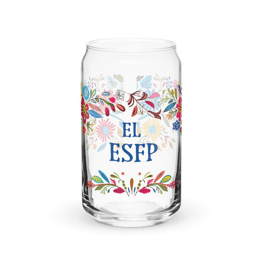 El Esfp Exclusive Art Piece Can-Shaped Glass Home Office Work Mexican Spanish Pride Gift Cup One-Of-A-Kind Calligraphy Glass | E8 Mexicada 16 oz