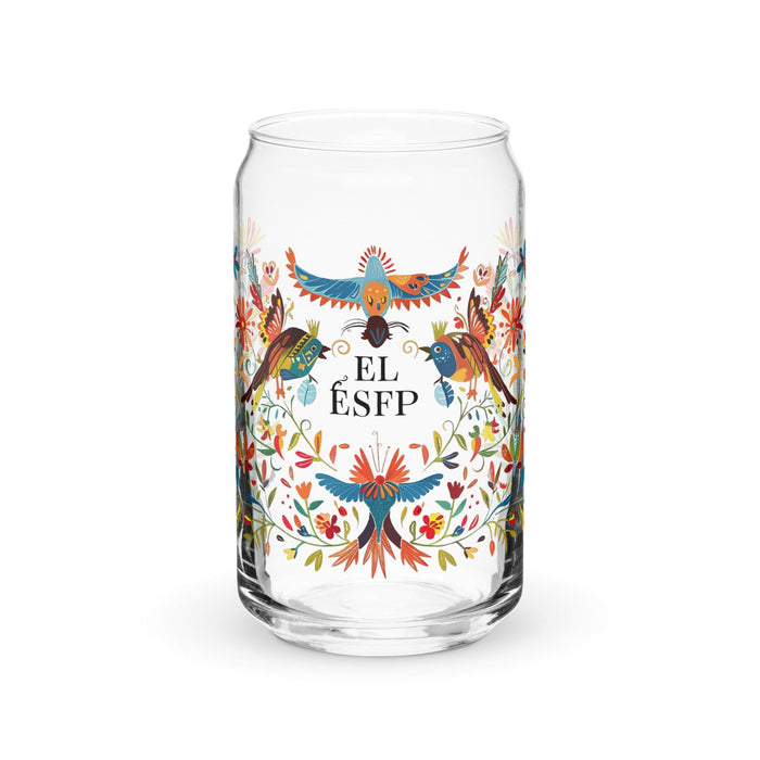 El Esfp Exclusive Art Piece Can-Shaped Glass Home Office Work Mexican Spanish Pride Gift Cup One-Of-A-Kind Calligraphy Glass | E9 Mexicada 16 oz