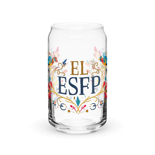 El Esfp Exclusive Art Piece Can-Shaped Glass Home Office Work Mexican Spanish Pride Gift Cup One-Of-A-Kind Calligraphy Glass | E11 Mexicada 16 oz