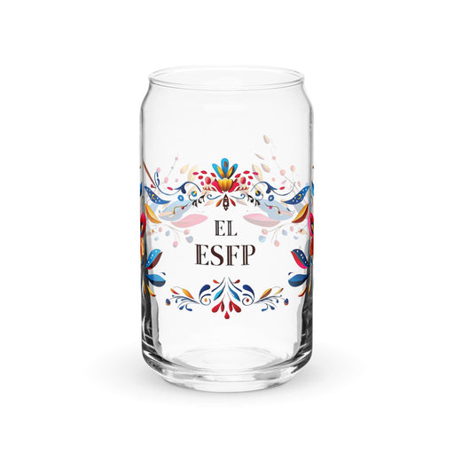 El Esfp Exclusive Art Piece Can-Shaped Glass Home Office Work Mexican Spanish Pride Gift Cup One-Of-A-Kind Calligraphy Glass | E12 Mexicada 16 oz