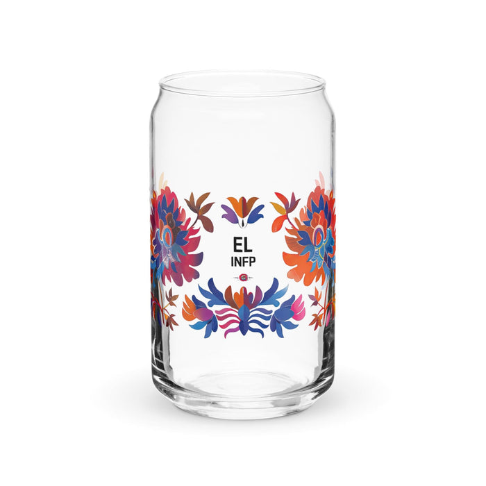 El Infp Exclusive Art Piece Can-Shaped Glass Home Office Work Mexican Spanish Pride Gift Cup One-Of-A-Kind Calligraphy Glass | E10 Mexicada 16 oz