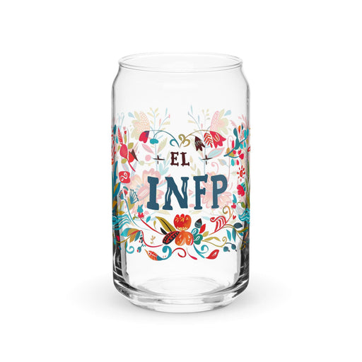 El Infp Exclusive Art Piece Can-Shaped Glass Home Office Work Mexican Spanish Pride Gift Cup One-Of-A-Kind Calligraphy Glass | E12 Mexicada 16 oz