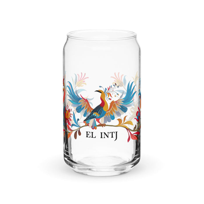 El Intj Exclusive Art Piece Can-Shaped Glass Home Office Work Mexican Spanish Pride Gift Cup One-Of-A-Kind Calligraphy Glass | E2 Mexicada 16 oz