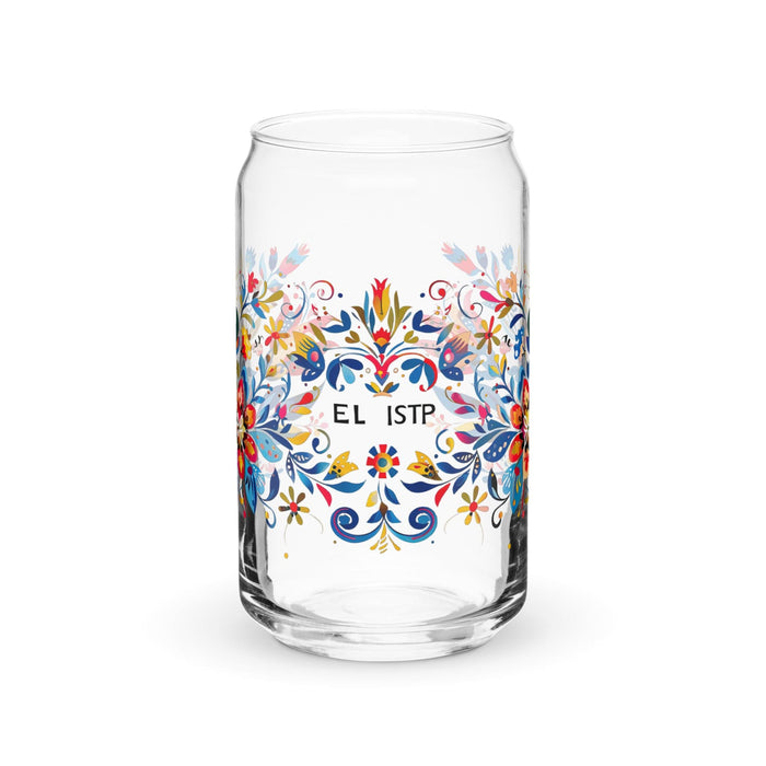 El Istp Exclusive Art Piece Can-Shaped Glass Home Office Work Mexican Spanish Pride Gift Cup One-Of-A-Kind Calligraphy Glass | E8 Mexicada 16 oz