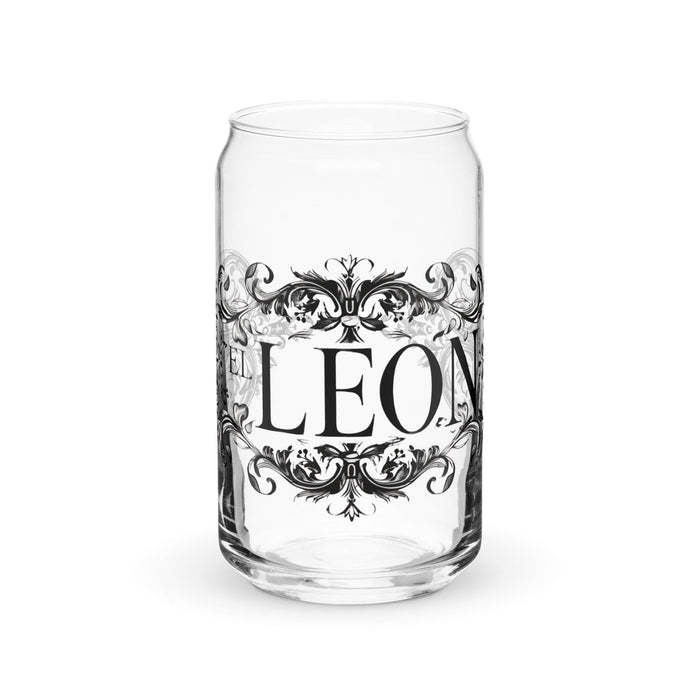 El León Exclusive Art Piece Can-Shaped Glass Home Office Work Mexican Spanish Pride Gift Cup One-Of-A-Kind Calligraphy Glass | E9 Mexicada 16 oz