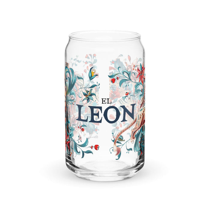 El León Exclusive Art Piece Can-Shaped Glass Home Office Work Mexican Spanish Pride Gift Cup One-Of-A-Kind Calligraphy Glass | E12 Mexicada 16 oz