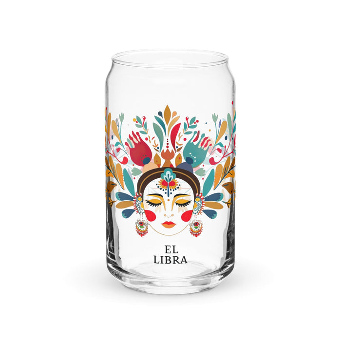 El Libra Exclusive Art Piece Can-Shaped Glass Home Office Work Mexican Spanish Pride Gift Cup One-Of-A-Kind Calligraphy Glass | E1 Mexicada 16 oz