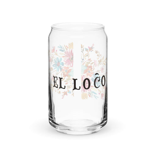 El Loco Exclusive Art Piece Can-Shaped Glass Home Office Work Mexican Spanish Pride Gift Cup One-Of-A-Kind Calligraphy Glass | E12 Mexicada 16 oz