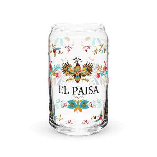 El Paisa Exclusive Art Piece Can-Shaped Glass Home Office Work Mexican Spanish Pride Gift Cup One-Of-A-Kind Calligraphy Glass | E1 Mexicada 16 oz