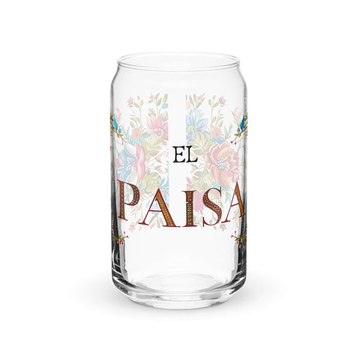 El Paisa Exclusive Art Piece Can-Shaped Glass Home Office Work Mexican Spanish Pride Gift Cup One-Of-A-Kind Calligraphy Glass | E3 Mexicada 16 oz