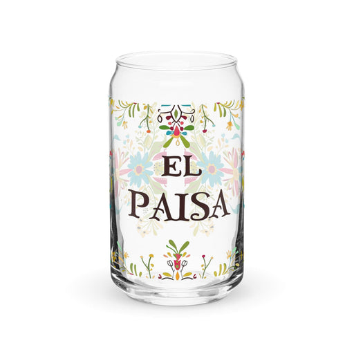 El Paisa Exclusive Art Piece Can-Shaped Glass Home Office Work Mexican Spanish Pride Gift Cup One-Of-A-Kind Calligraphy Glass | E4 Mexicada 16 oz