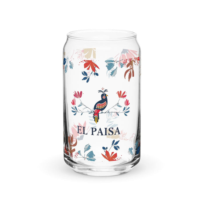 El Paisa Exclusive Art Piece Can-Shaped Glass Home Office Work Mexican Spanish Pride Gift Cup One-Of-A-Kind Calligraphy Glass | E8 Mexicada 16 oz