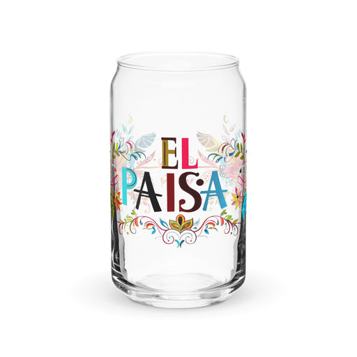 El Paisa Exclusive Art Piece Can-Shaped Glass Home Office Work Mexican Spanish Pride Gift Cup One-Of-A-Kind Calligraphy Glass | E13 Mexicada 16 oz