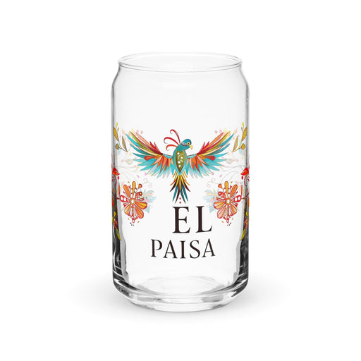 El Paisa Exclusive Art Piece Can-Shaped Glass Home Office Work Mexican Spanish Pride Gift Cup One-Of-A-Kind Calligraphy Glass | E14 Mexicada 16 oz