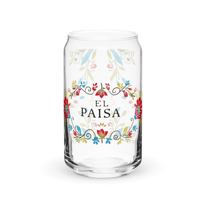 El Paisa Exclusive Art Piece Can-Shaped Glass Home Office Work Mexican Spanish Pride Gift Cup One-Of-A-Kind Calligraphy Glass | E16 Mexicada 16 oz