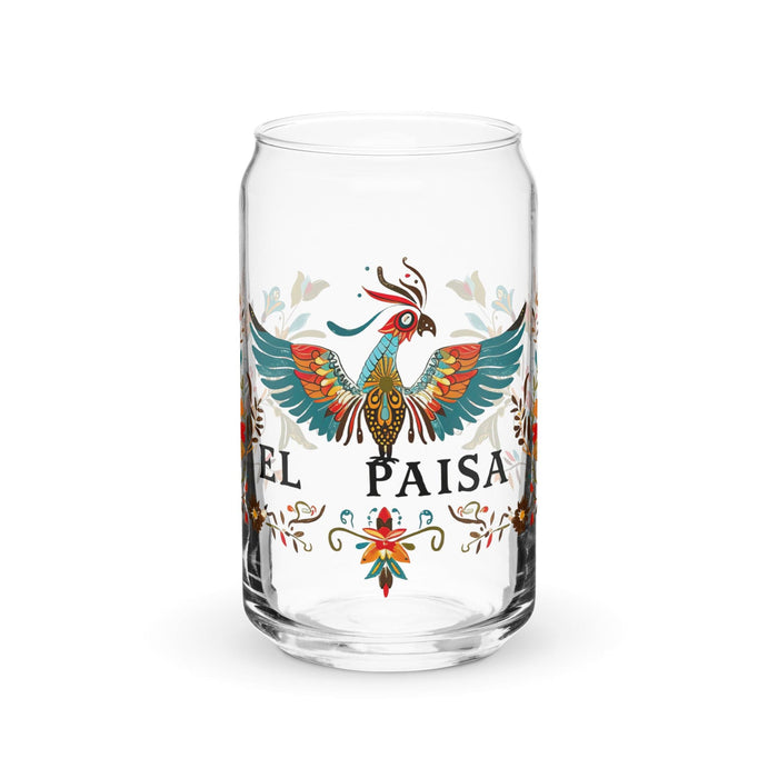 El Paisa Exclusive Art Piece Can-Shaped Glass Home Office Work Mexican Spanish Pride Gift Cup One-Of-A-Kind Calligraphy Glass | E18 Mexicada 16 oz