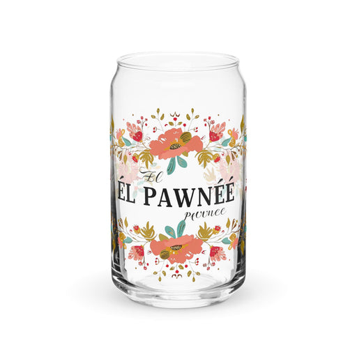 El Pawnee Exclusive Art Piece Can-Shaped Glass Home Office Work Mexican Spanish Pride Gift Cup One-Of-A-Kind Calligraphy Glass | E7 Mexicada 16 oz