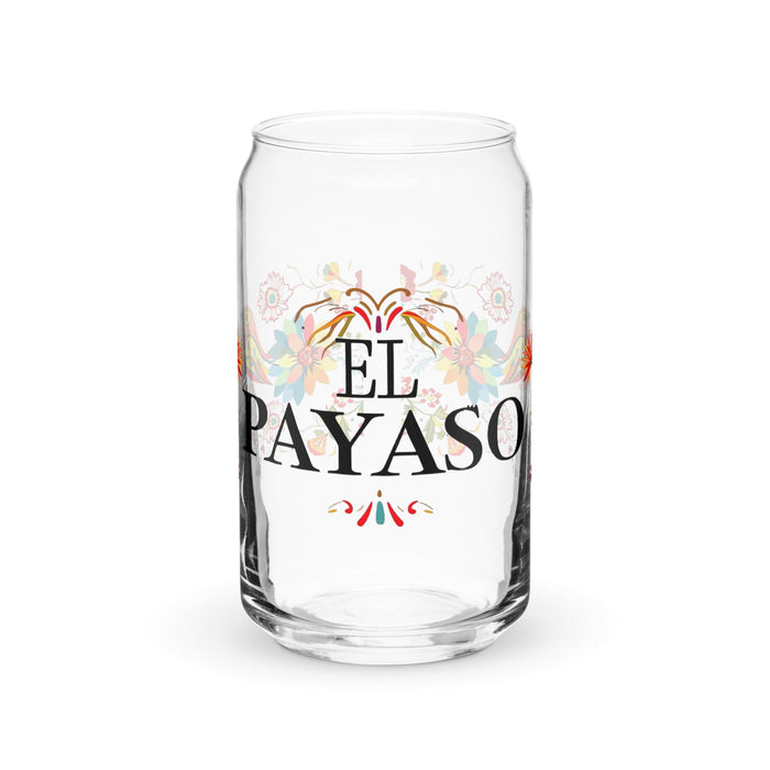 El Payaso Exclusive Art Piece Can-Shaped Glass Home Office Work Mexican Spanish Pride Gift Cup One-Of-A-Kind Calligraphy Glass | E1 Mexicada 16 oz