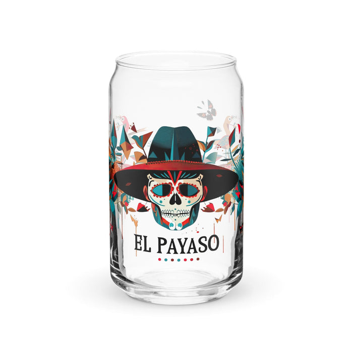 El Payaso Exclusive Art Piece Can-Shaped Glass Home Office Work Mexican Spanish Pride Gift Cup One-Of-A-Kind Calligraphy Glass | E3 Mexicada 16 oz