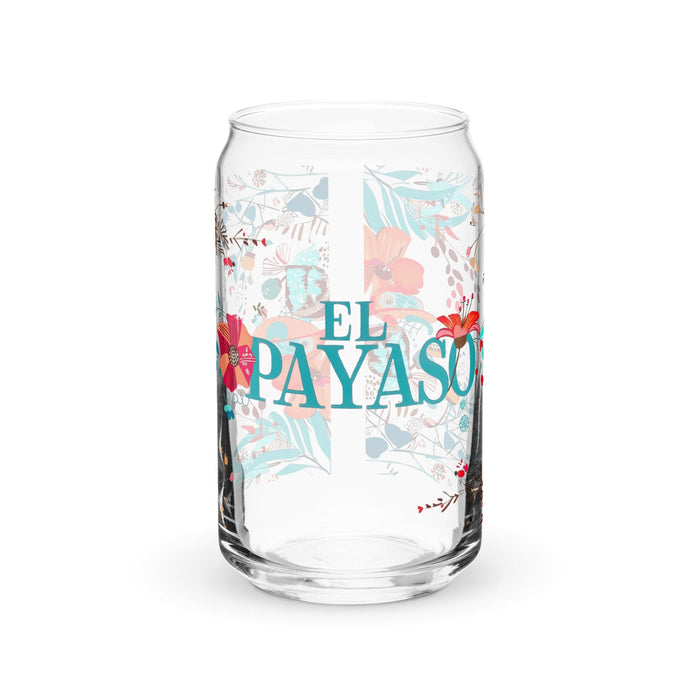 El Payaso Exclusive Art Piece Can-Shaped Glass Home Office Work Mexican Spanish Pride Gift Cup One-Of-A-Kind Calligraphy Glass | E7 Mexicada 16 oz