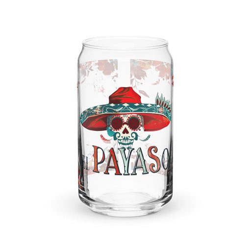 El Payaso Exclusive Art Piece Can-Shaped Glass Home Office Work Mexican Spanish Pride Gift Cup One-Of-A-Kind Calligraphy Glass | E9 Mexicada 16 oz