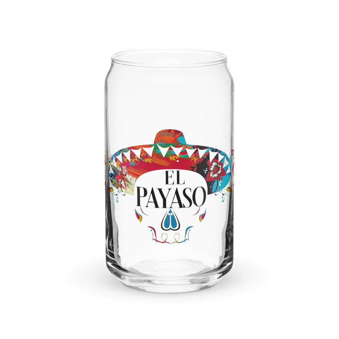 El Payaso Exclusive Art Piece Can-Shaped Glass Home Office Work Mexican Spanish Pride Gift Cup One-Of-A-Kind Calligraphy Glass | E12 Mexicada 16 oz