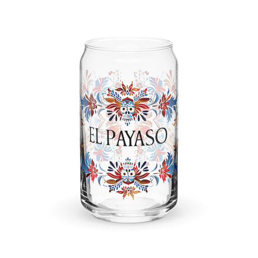 El Payaso Exclusive Art Piece Can-Shaped Glass Home Office Work Mexican Spanish Pride Gift Cup One-Of-A-Kind Calligraphy Glass | E13 Mexicada 16 oz