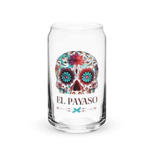 El Payaso Exclusive Art Piece Can-Shaped Glass Home Office Work Mexican Spanish Pride Gift Cup One-Of-A-Kind Calligraphy Glass | E15 Mexicada 16 oz