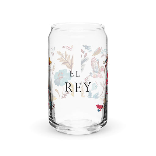 El Rey Exclusive Art Piece Can-Shaped Glass Home Office Work Mexican Spanish Pride Gift Cup One-Of-A-Kind Calligraphy Glass | E1 Mexicada 16 oz