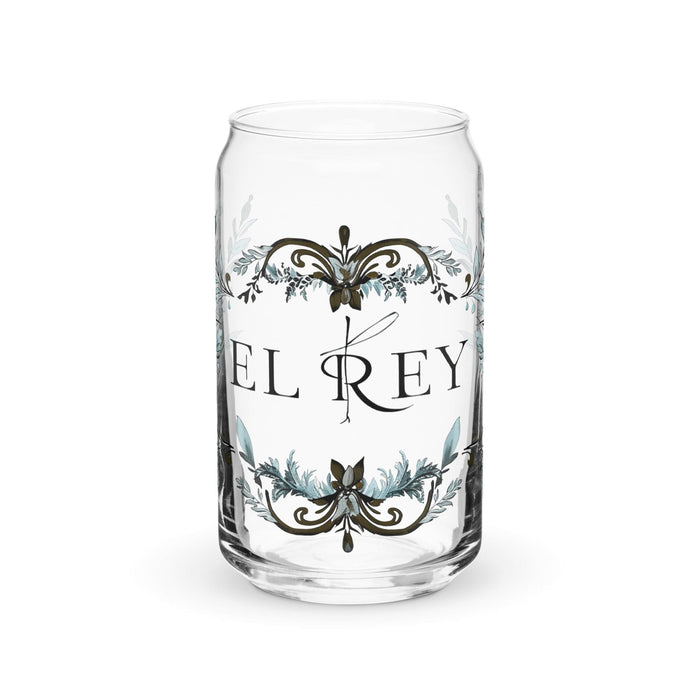 El Rey Exclusive Art Piece Can-Shaped Glass Home Office Work Mexican Spanish Pride Gift Cup One-Of-A-Kind Calligraphy Glass | E2 Mexicada 16 oz