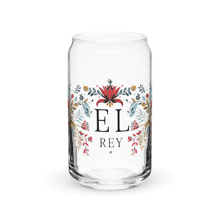 El Rey Exclusive Art Piece Can-Shaped Glass Home Office Work Mexican Spanish Pride Gift Cup One-Of-A-Kind Calligraphy Glass | E5 Mexicada 16 oz